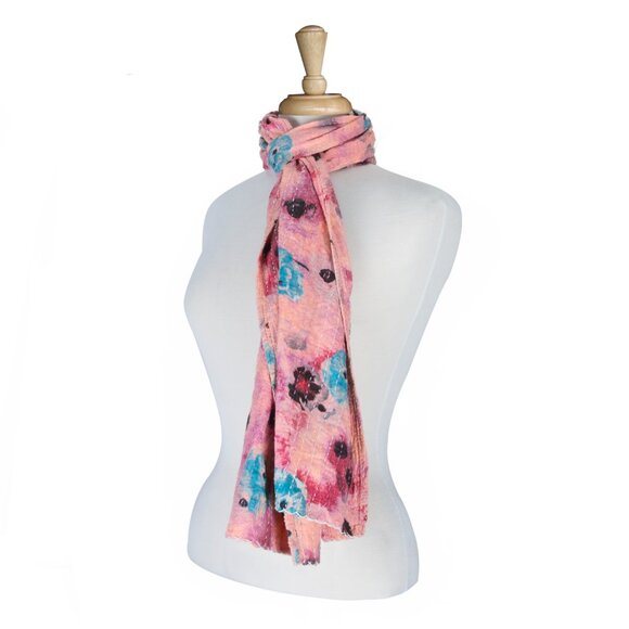 Taj Hotel Home Decor Kantha Cotton Scarve | 1-Piece | Multicolor | 18"x72" - Picture 1 of 2